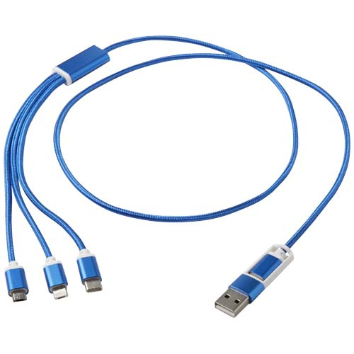 Câble de charge personnalisable alu recyclé 5-1 Versatile Bleu royal